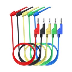 5PC 4mm Stackable Banana Plug To Test Hook Clip Test Leads Mini Grabber Cables