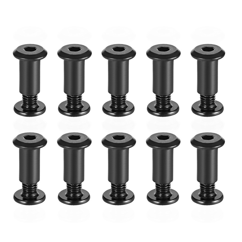 10 Sets Screw Post Male M6 x 10mm Belt Buckle Binding Bolts Carbon Steel Black