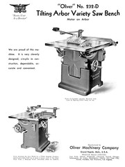 OLIVER 232-D 12″ Tilting Arbor Table Saw Operator and Parts Manual 0807