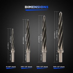 4X M2 HSS Taper Chucking Reamer Set 3/8″ 1/2″ 5/8″ 3/4″ For Bridge Manufacturing