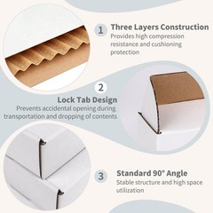 9″ x 6″ x 2″ White Corrugated Cardboard Shipping Boxes Set of 25, Heavy-Duty …