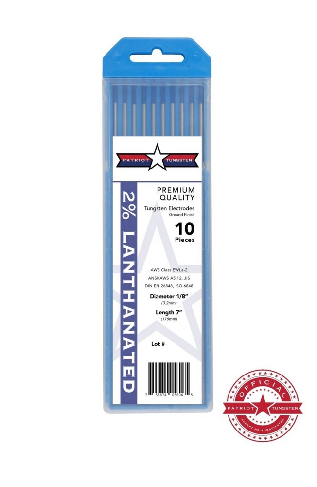 2% Lanthanated TIG Welding Tungsten Electrodes 1/8” Blue EWLa-2 Free Quick-Ship