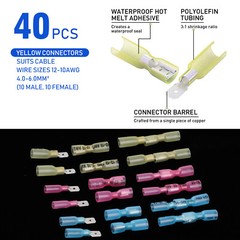 200/100PCS Electrical Heat Shrink Male & Female Spade Wire Connectors Terminals