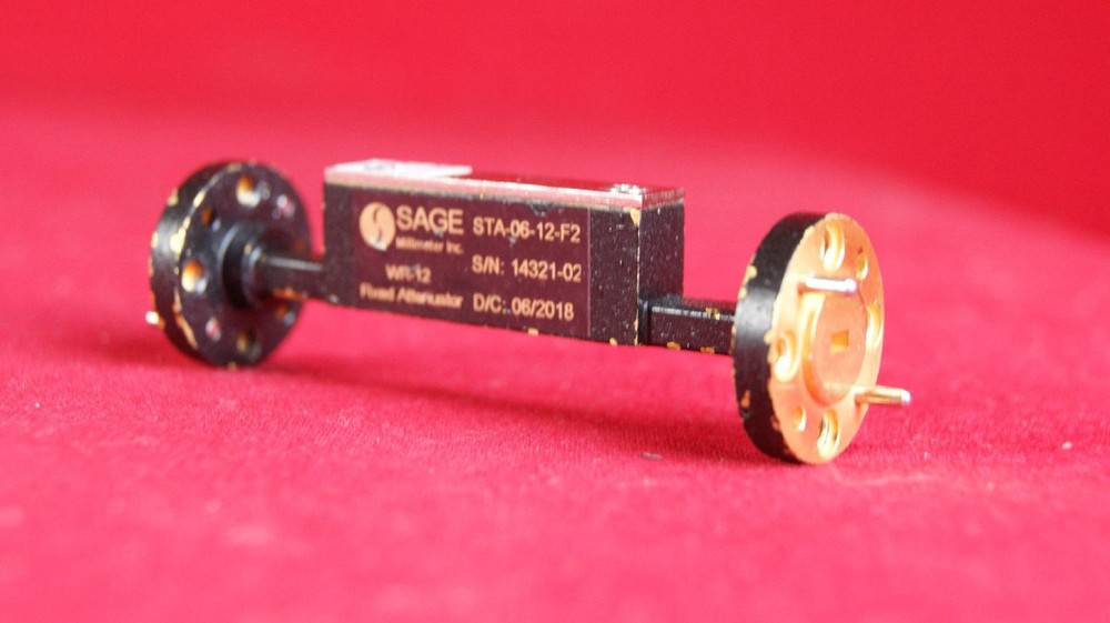 SAGE / Eravant STA-06-12-F2 E-Band Fixed Attenuator, 6 dB, 60 to 90 GHz WR-12