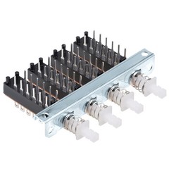 Interlock Push Button Switch Piano Type 4PDT 12Pins 4 Row