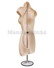 FEMALE TORSO MANNEQUIN DRESS FORM – FLESH w/ METAL STAND + HANGING HOOK