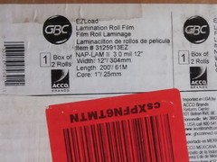 GBC Thermal Laminating Film, Rolls EZload, 12″ x 200′ ft, 3.0 mil 1″ core