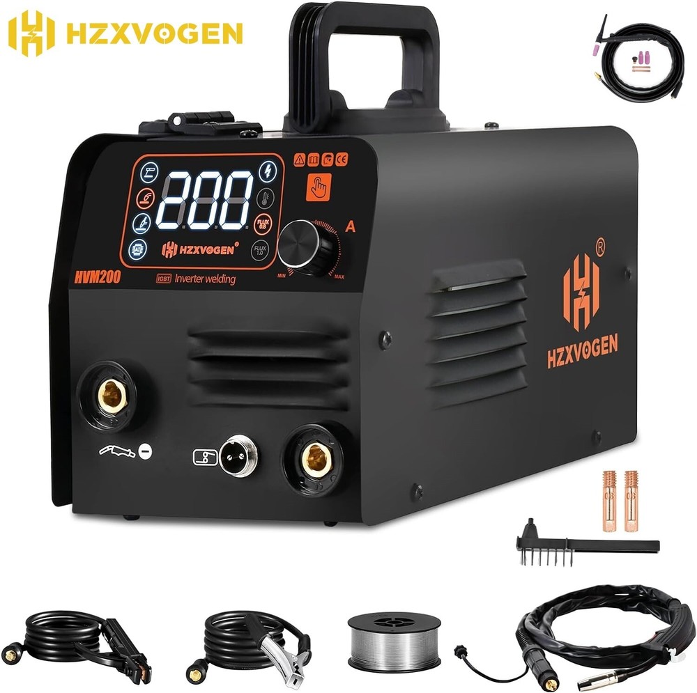 HZXVOGEN HVM200 110V MIG Welder 3IN1 MIG MMA Gasless Flux Core Welder &TIG Torch