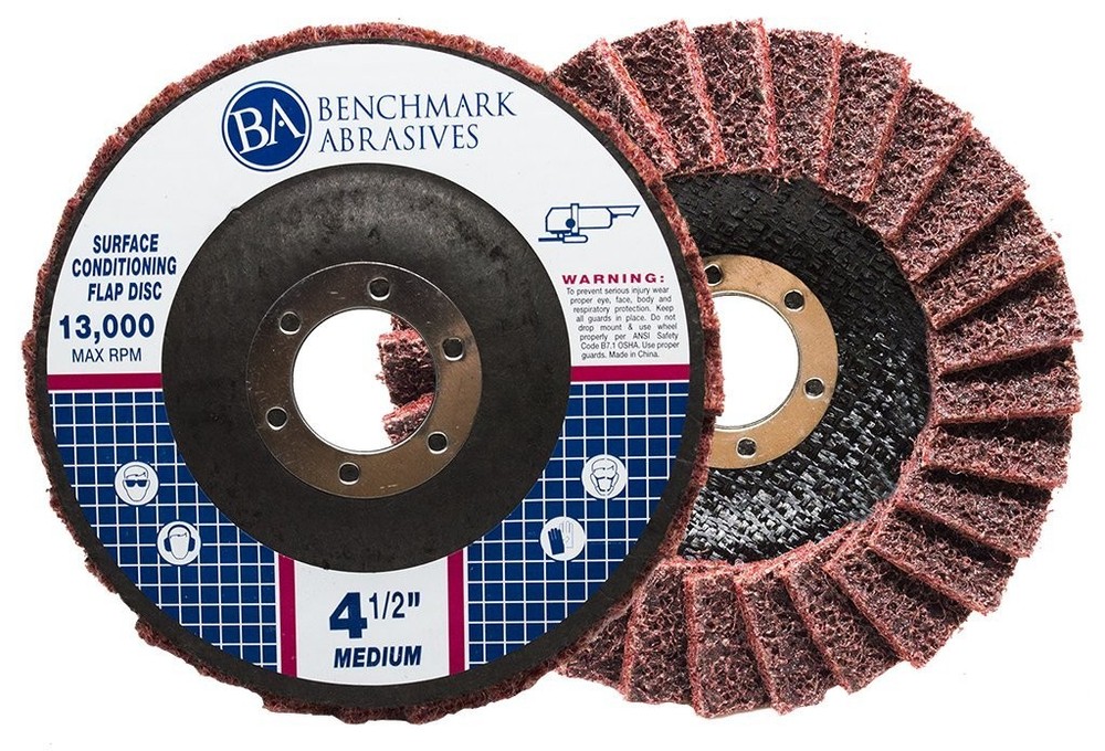 Benchmark Abrasives 4 1/2″ medium grit flap discs 5 pack
