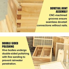 Automatic Beehive House Beekeeping Bee Hives Boxes + 7pcs Auto Honey Hive Frames