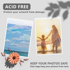 50 Pk Acid-Free Clear Sleeves Storage Bags for 18×24 Art Prints Photos Mats