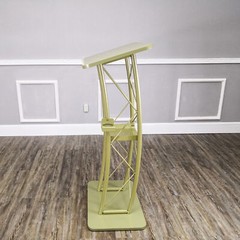 Light Green Hue Gold Color Curved Podium Church Podium Truss Metal Wood Pulpit