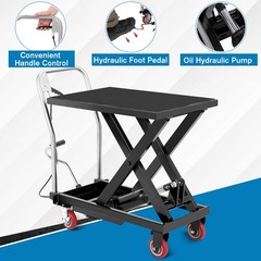 Manual Scissor Lift Foldable Hydraulic Lift Table Cart 500LBS 28.5in Non-Slip