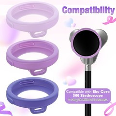 3 Pcs Silicone Chestpiece Covers for EKO CORE 500 Stethoscope Gradient Purple