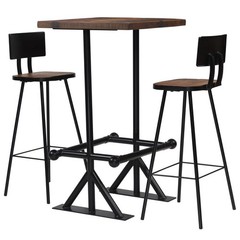 Bar Table and Chair Set Dining Table Set 3 Piece Solid Reclaimed Wood vidaXL