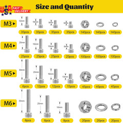 1260Pcs M2 Screw Assortment Kit, M2*4Mm/6Mm/8Mm/10Mm/12Mm/16Mm/20Mm 304 Stainles