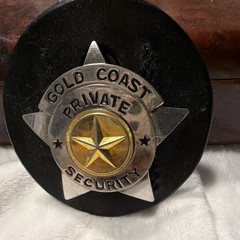 Gold Coast Private Security 5-Point Star Badge w/ Leather Holder Clip Back