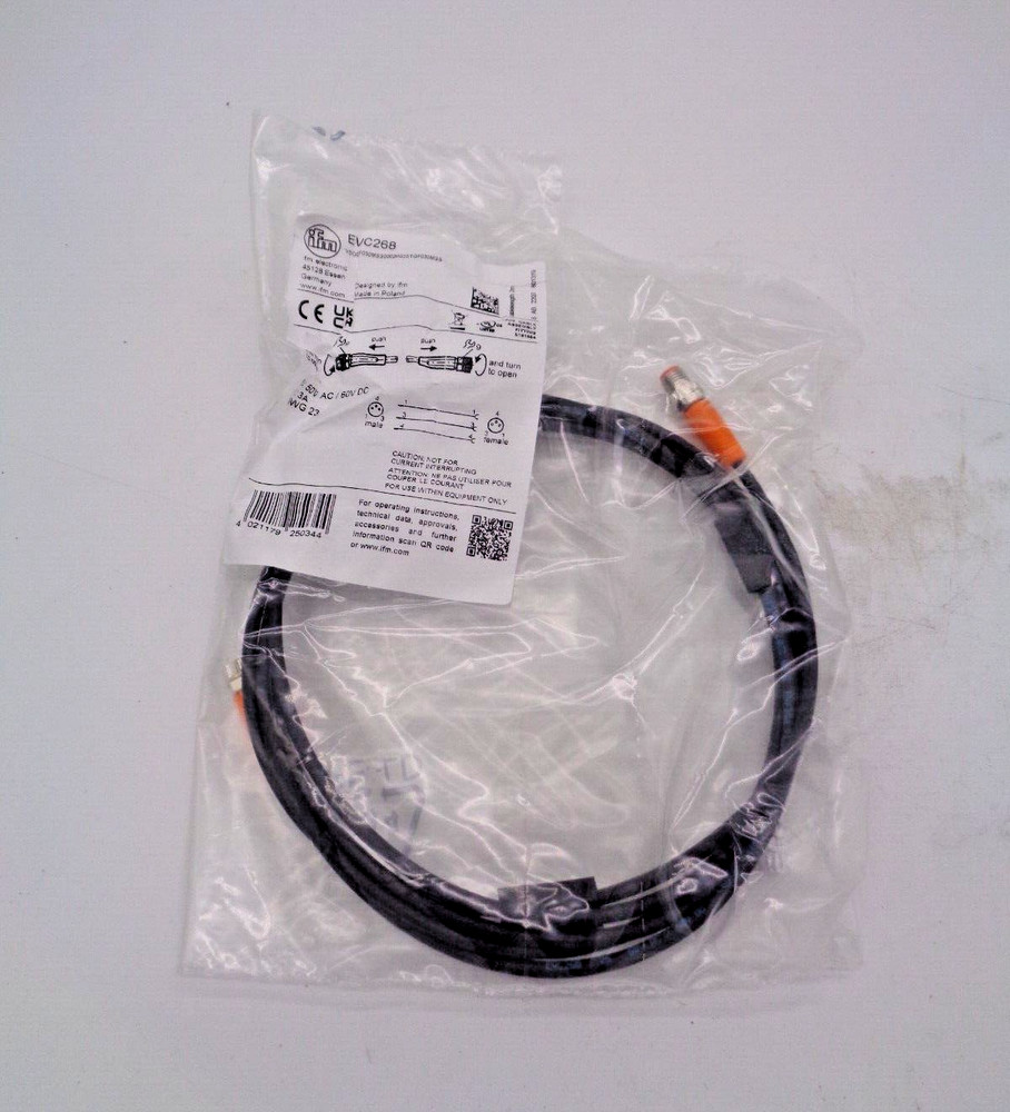 IFM EVC268 FEMALE TO MALE CONNECTION CABLE, NEW