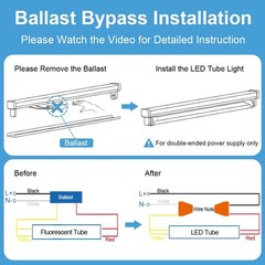 T8 LED Tube Light Bulbs 4 Foot 20W 40W Equivalent, 5000K Daylight 2000LM, T8 T10