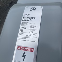JN-323-ITE / SIEMENS-GENERAL DUTY ENCLOSED SWITCH-100A,2P,FUSIBLE,240V,NEMA 1