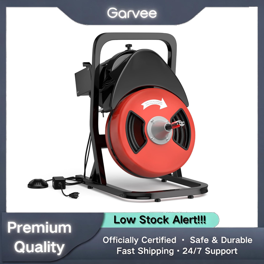50FT x 1/2In Heavy Duty Drain Cleaner Machine Portable Auger Sewer Snake 250W