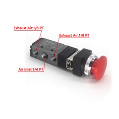 MV-10 Pneumatic Valve 5 Way 2 Position Momentary Mushroom With 6mm Fitting