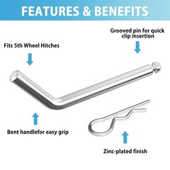 Replacement 5th Wheel Pins & Clips, 1/2-Inch Diameter Fits 0.5 inches, Silver