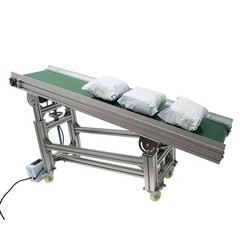 110V 59″×11.8″ Inclined Wall PVC Conveyor Belt Transport Machine Load 66-88Lbs