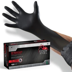 Venom Steel Industrial Nitrile Gloves, Chemical Large (Pack of 100), Black
