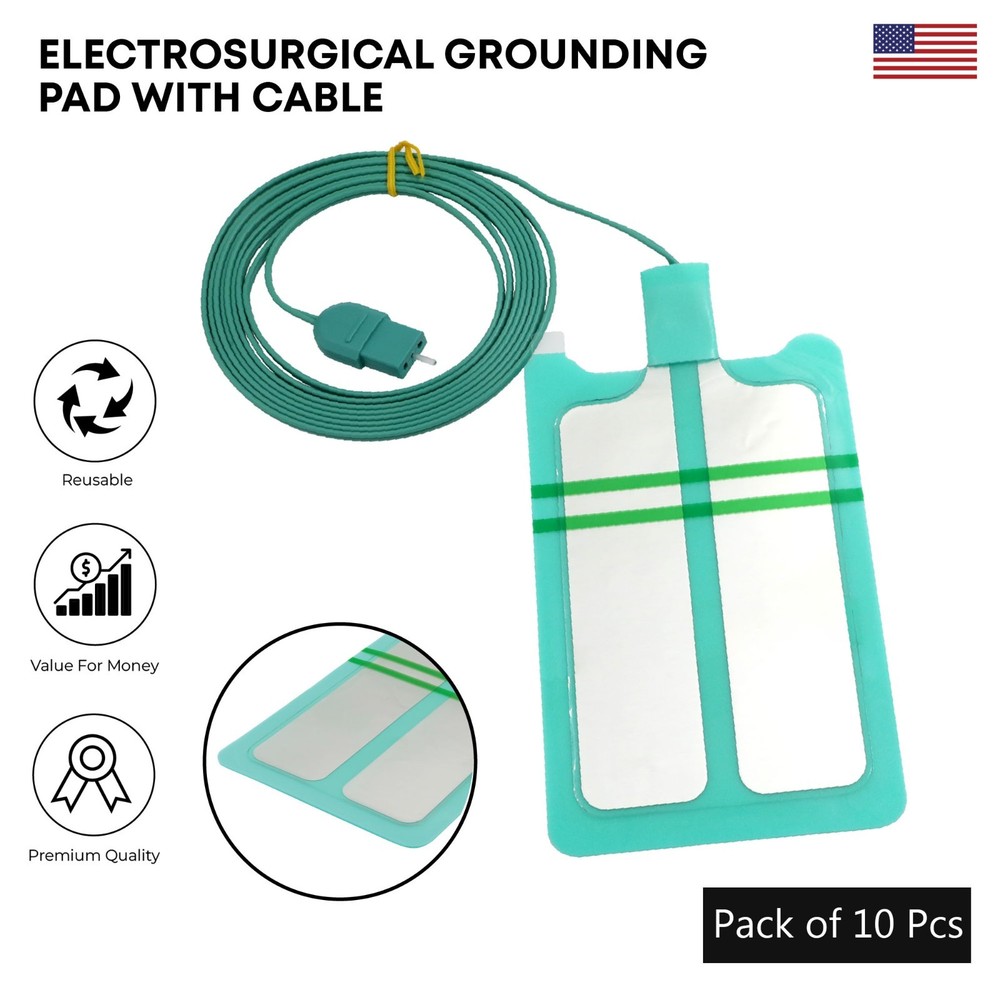 Electrosurgical Grounding Pad Pre-attached Cable Bipolar Electrosurgical ESU Pad