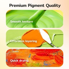 14 Colors Acrylic Paint Set (500 ml/16.9 oz Large Bottles), Non-Toxic for Kid…