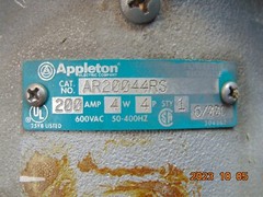 APPLETON AR20044RS 200A 200 AMP POWERTITE RECEPTACLE 4W4P