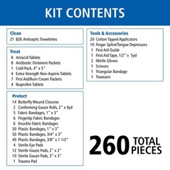 First Aid Kit, OSHA Compliant, 260 Pc for 50 People, Home/Car/Work