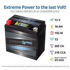 Chrome S Pro iGel YTX14-BS Maintenance-Free, 210CCA, LCD Voltage Display, 12V…