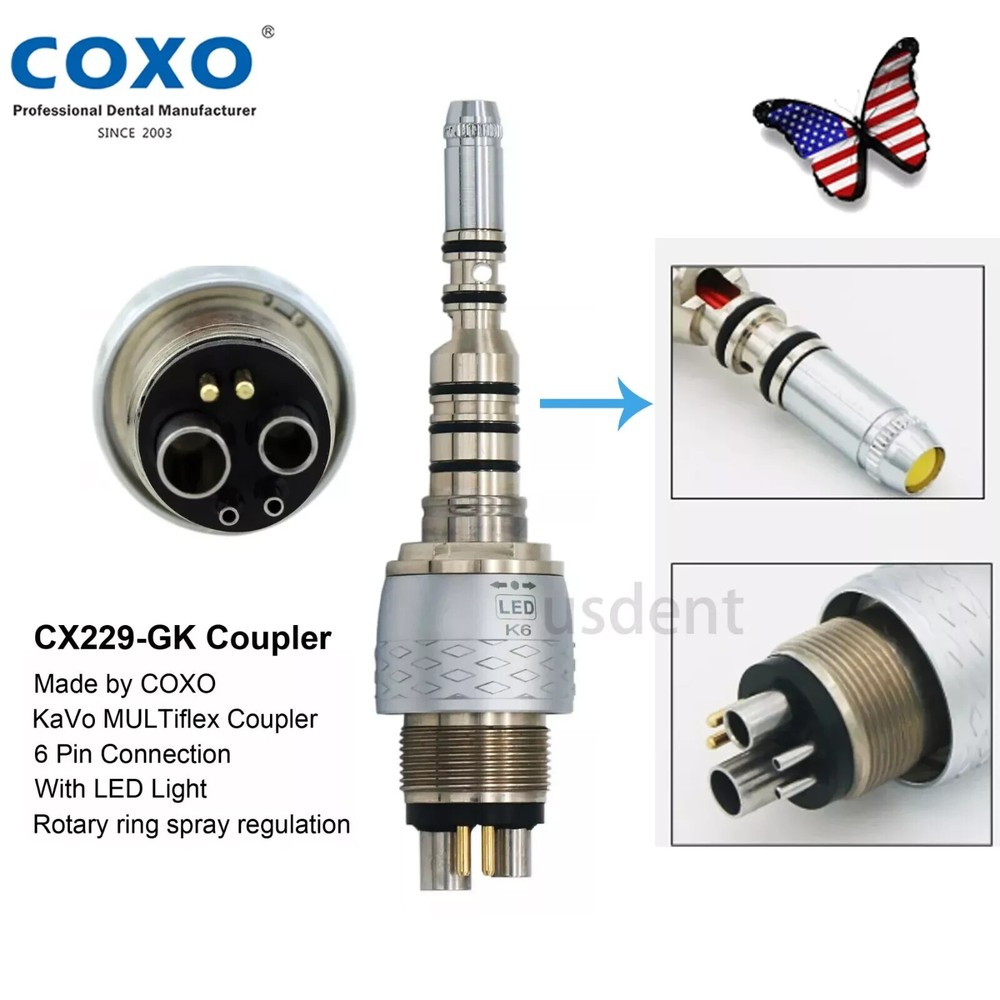 For KaVo MULTIflex Coupler 4 6 Hole COXO Dental Handpiece Coupling Fiber Optic