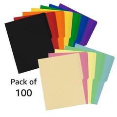 UOFFICE File Folder Letter Size 1/2 Cut Tab 100 Pack