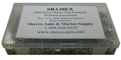 (2600) Master Non-Insulated Bare Crimp Wire Terminal Connector Assortment Kit