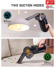 Fanttik Fold V10 APEX Pivot Cordless Car Vacuum, 17000Pa Handheld Black