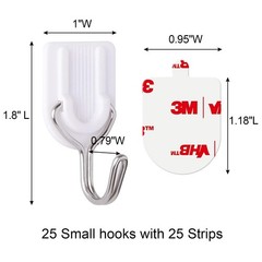 25 Wire Hooks for Hanging Heavy Duty with Strips no Damage,Adhesive Wall Hook…