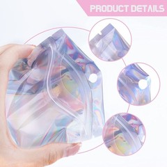 Holographic Mylar Bags Smell Proof Food Storage Resealable Ziplock Foil Pouch