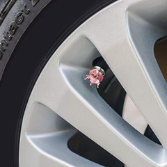Bling Tire Valve Stem Caps, 4 Pack Pure Handmade Rhinestone Color: Silver/Pink