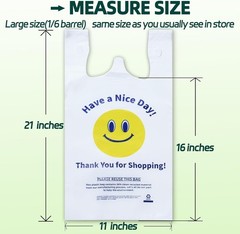0.8Mil20 Microns, 100 Count, Plastic Bags with Handles, T-Shirt bags, Thank Y…