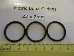 23mm ID x 27mm OD x 2mm thick O-ring. Buna-70. Quan 3.