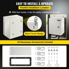 VEVOR Steel Electrical Box Electrical Enclosure Box 10x8x6” Carbon Steel IP65