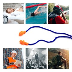 50 Pair Silicone Corded Ear Plugs Reusable Hearing Protection Noise Reduction