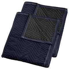 2 Moving Blankets Furniture Pads – Pro Economy – Navy Blue and Black 80″ x 72″
