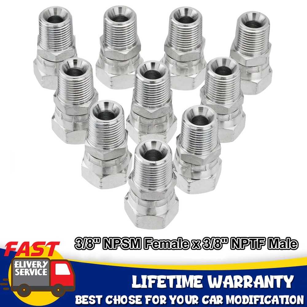 10Pack 3/8″ NPSM Female x 3/8″ NPTF Male Hydraulic Hose End Swivel Fittings Kit