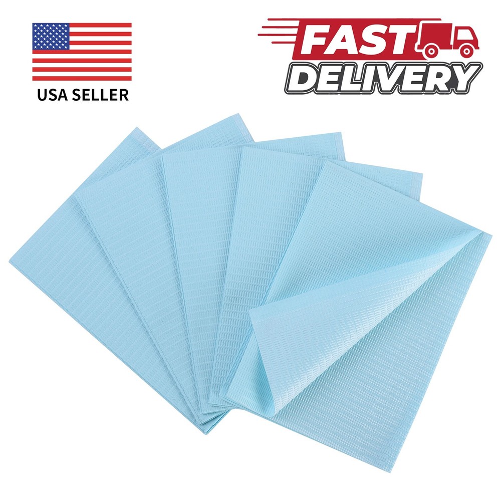 Blue Disposable Dental Bibs 3-Ply Medical Tattoo Towel 13″x18″-Up to 2000