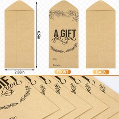 100 Pcs Kraft Money Envelopes for Cash Gift 2.8 x 6.5 Inch Wedding Small Mone…