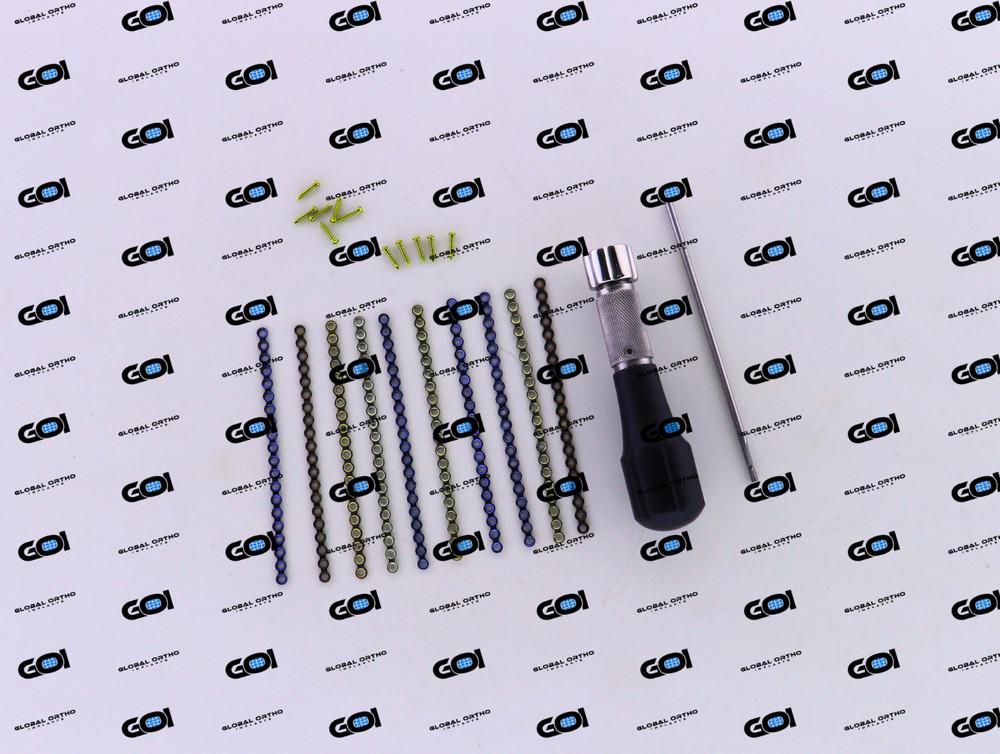 1.5mm Mini Adaption Plates w/ Cross Drive Screws 71 Pcs Set Titanium Grade V